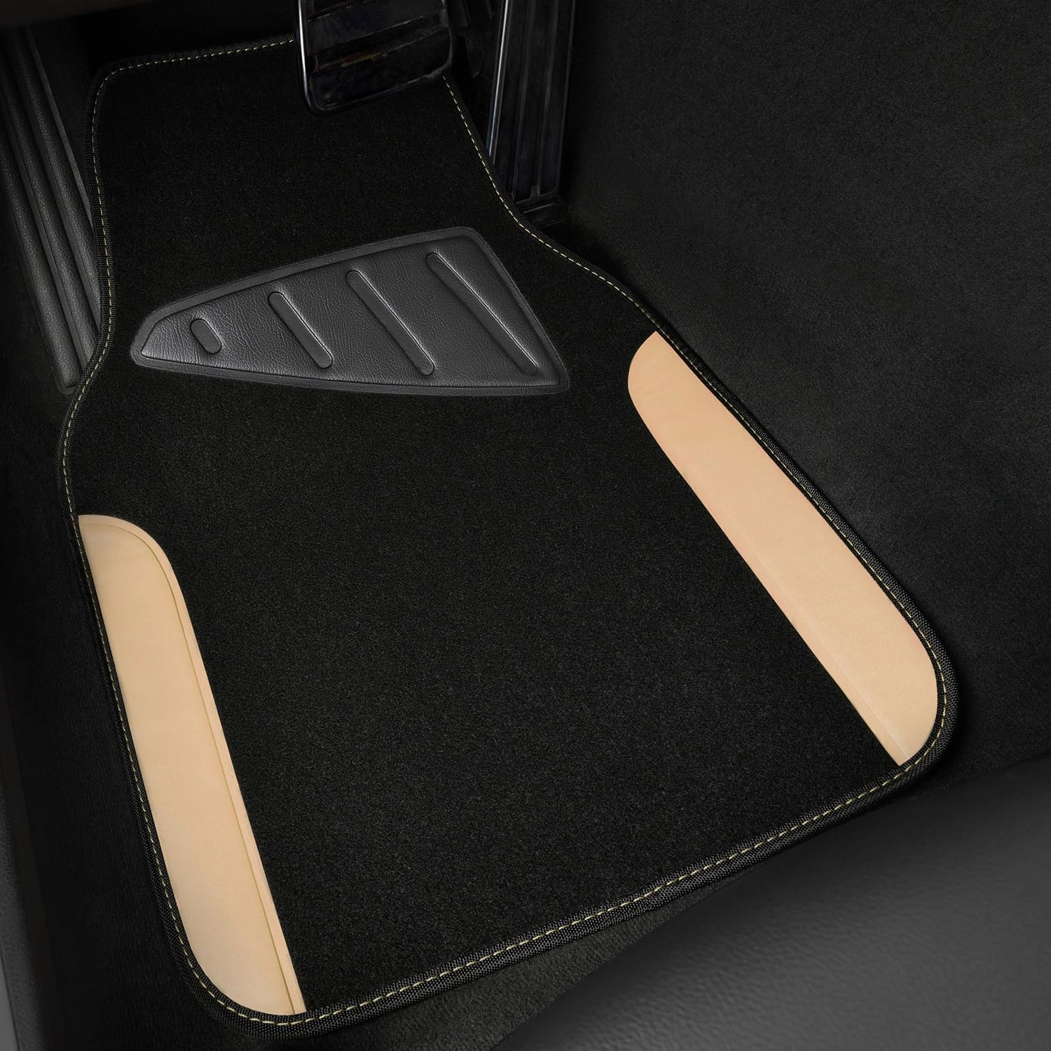 Universal Fit Car Floor Mats - Set of 4pcs Black and Burgundy