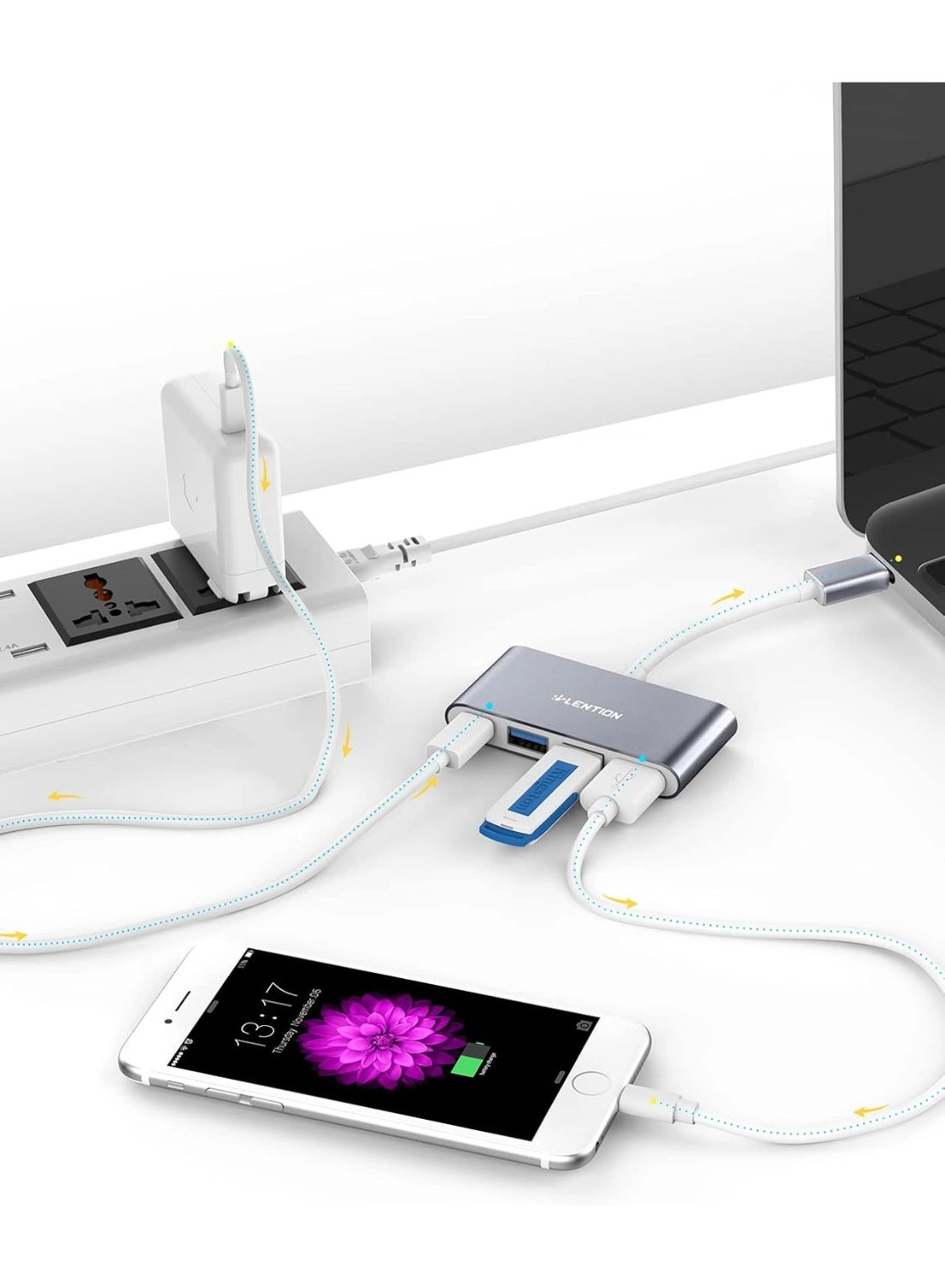 4-in-1 USB-C Hub - 3 USB 3.0 Type-C Power Delivery Space Gray