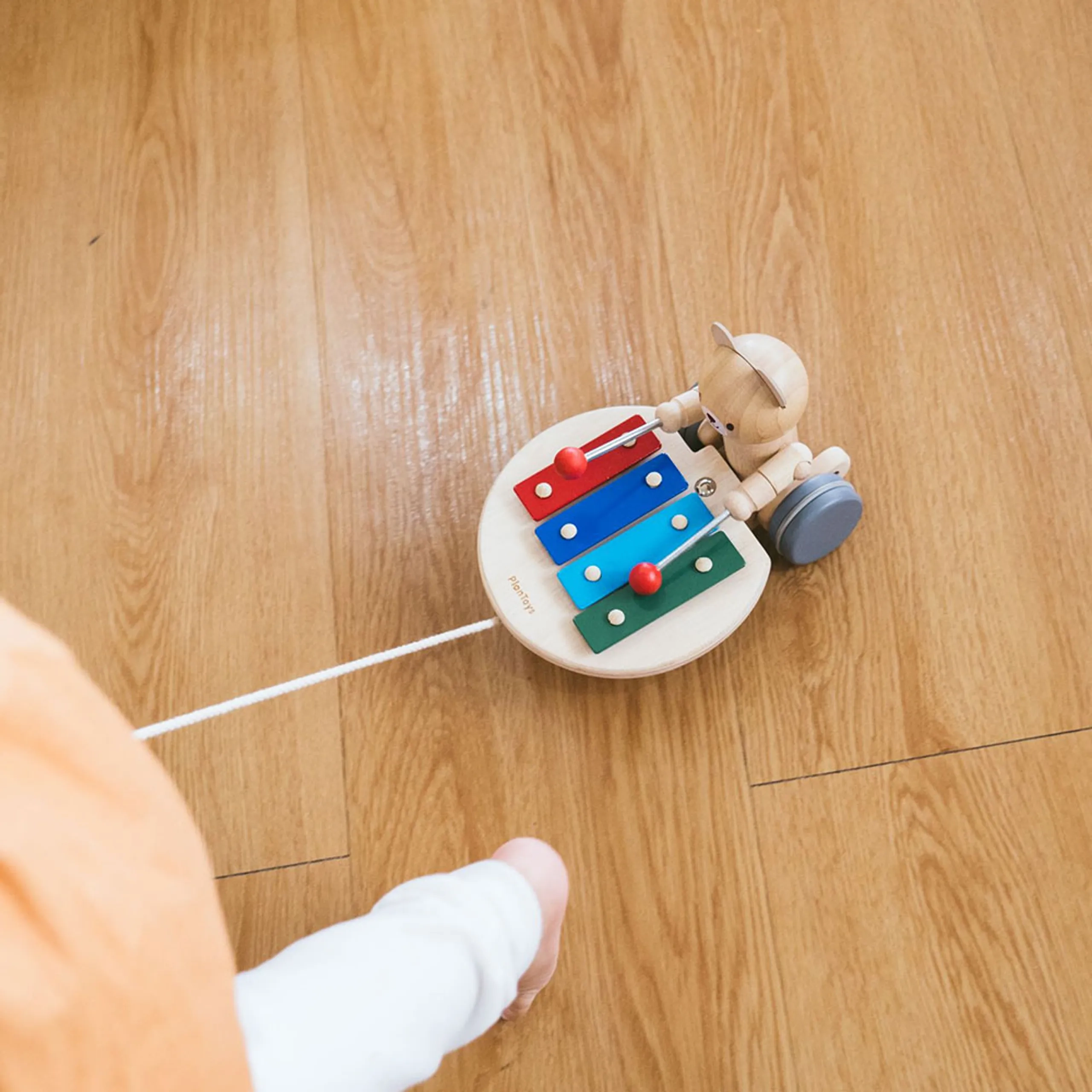 Pull-Along Musical Bear - Wooden Suitable for 12 months & above