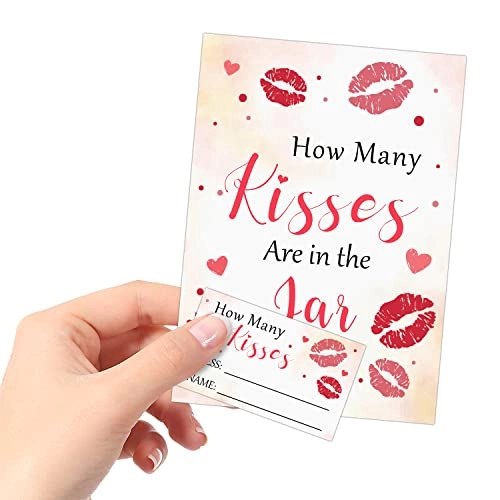 How Many Kisses are in The Jar - Game Cards Kit 1 Sign & 50 Cards