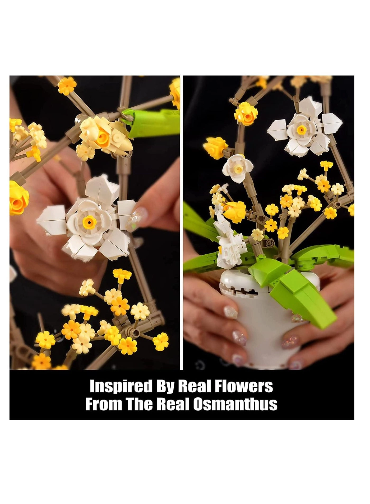 Osmanthus Fragrans Bonsai Tree - Flower Bouquet Building Kit Compatible with Lego