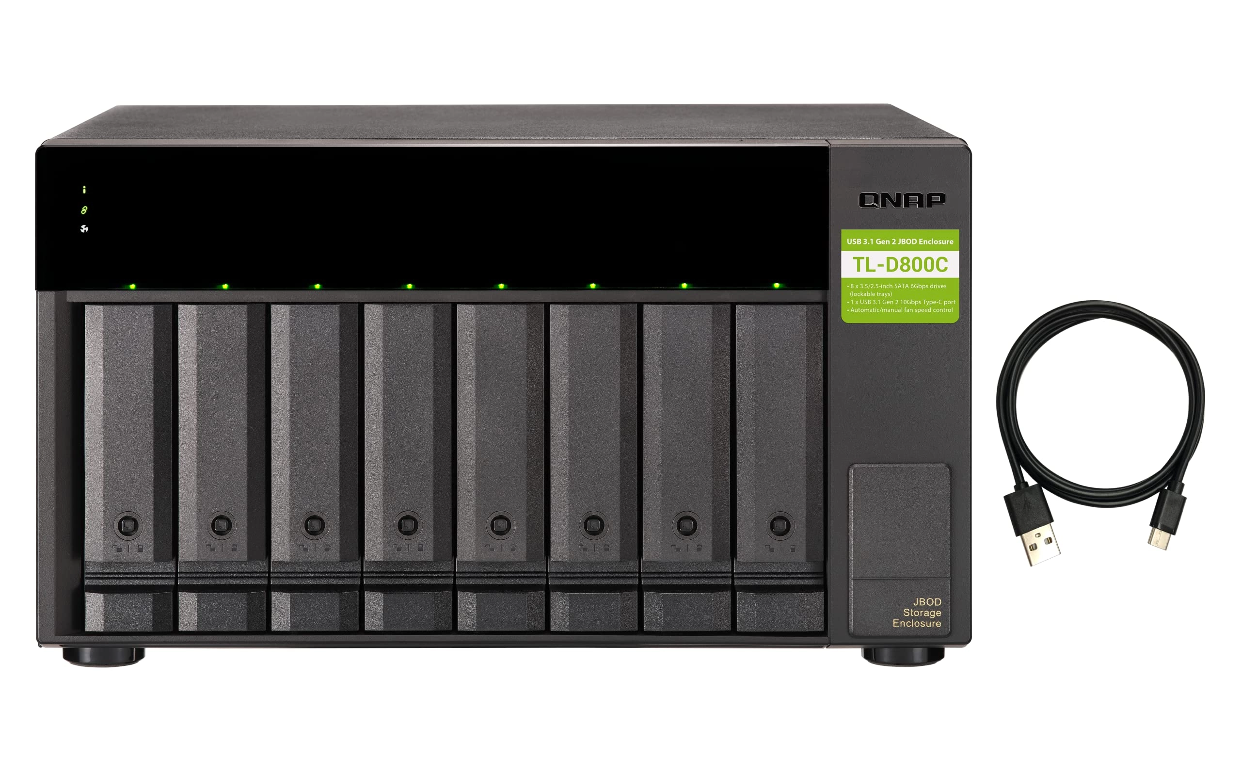 QNAP TL-D800C - USB 3.2 Gen 2 Type-C SATA 6Gb/s 3.5-inch