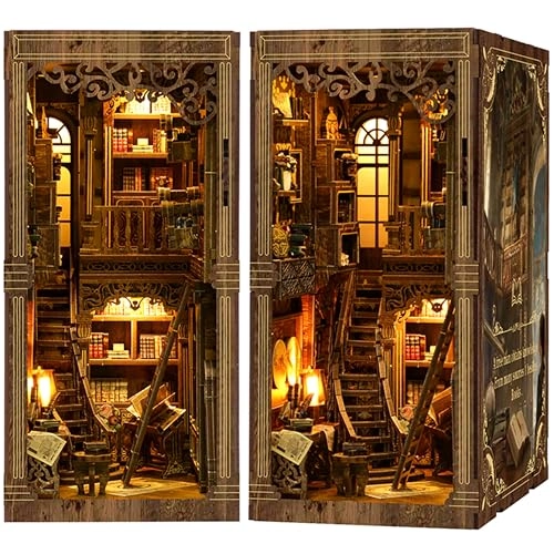 Book Nook Kit - DIY 3D Wooden Puzzle with LED Light and Dust Cover