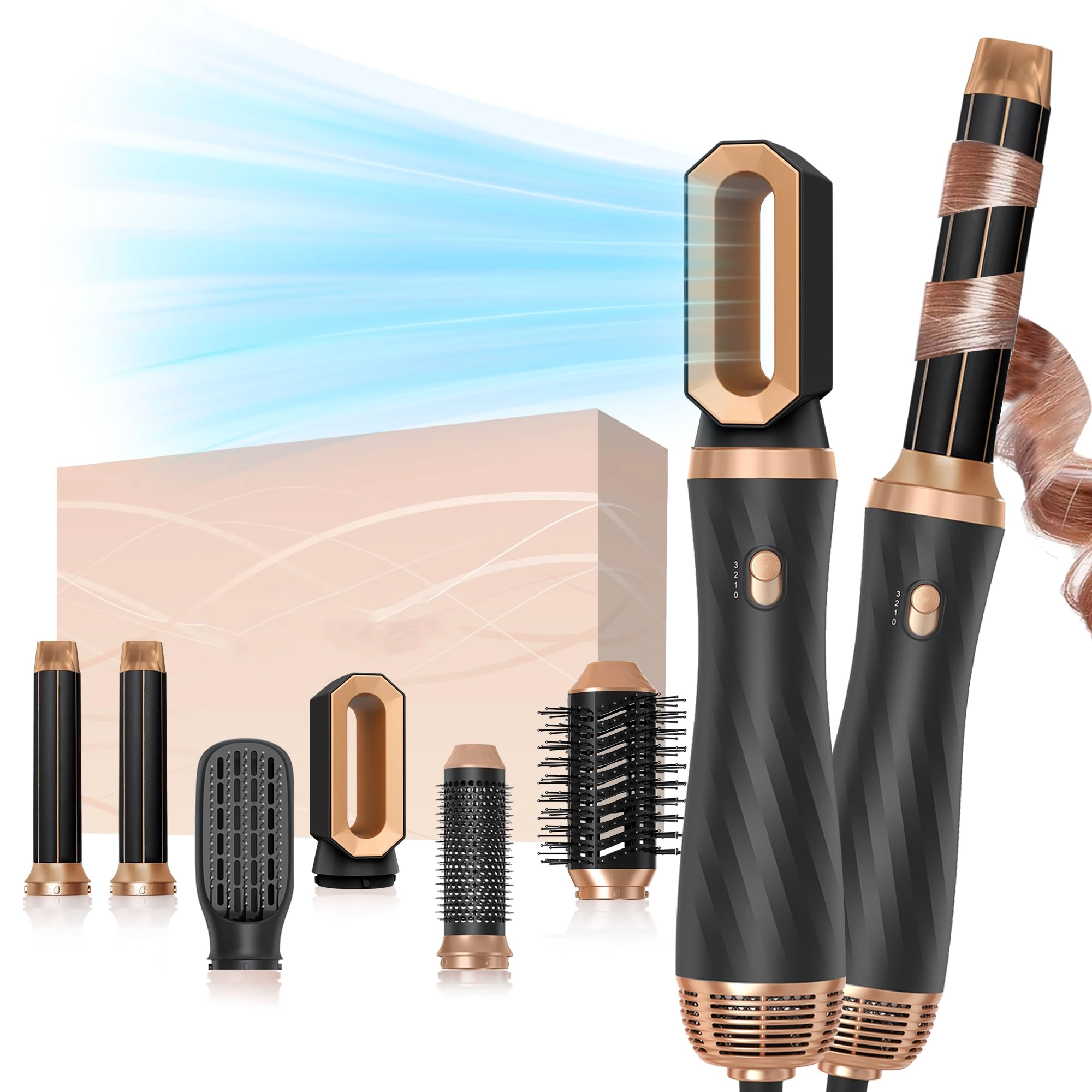 6 in 1 Hair Dryer Brush - 700 watts Gold