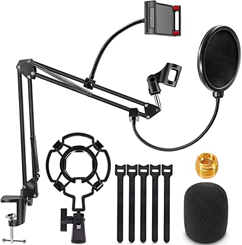 Mic Stand + Mic Clip Holder + Table Mounting Clamp + Pop Filter