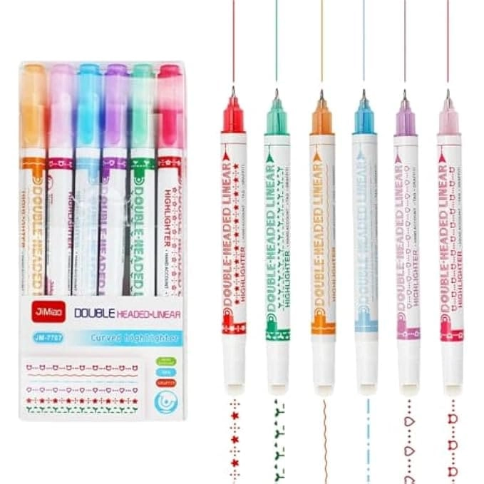 FITTO Curved Two Side Highlighter - Assorted Colors dual-tip design