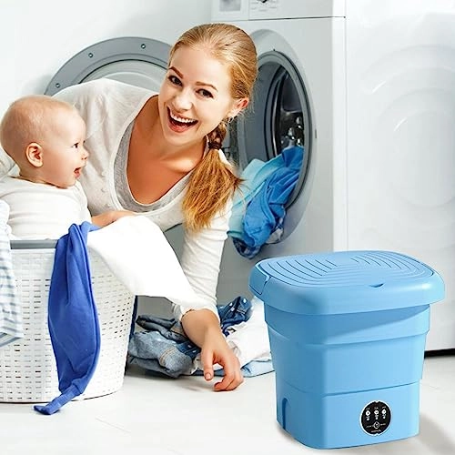 CLBTU Mini Portable Washing Machine | Foldable Small Washer Machine For Travel Laundry | Folding Little Washing Dryer For Baby Clothes, Socks, Towels, Underwear