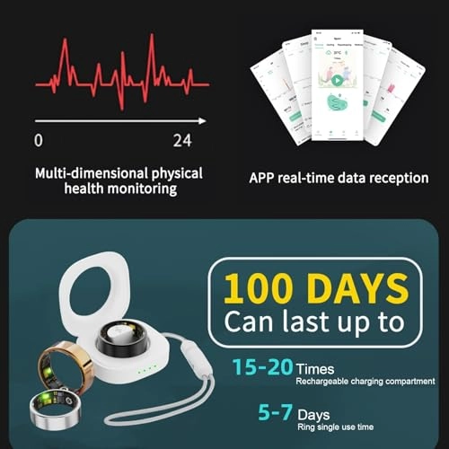 Smart Ring - Health Tracker IP68 Waterproof Charging Case