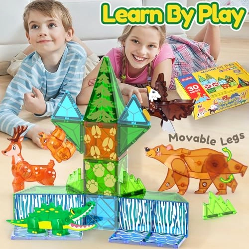 Magnet Jungle Animals Magnetic Tile Blocks - 36 months - 12 years 30 pieces