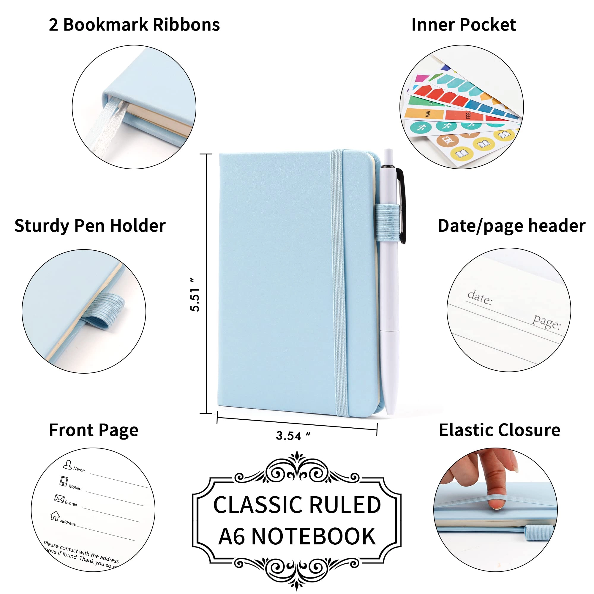 Pocket Notebook A6 Hardcover - Lined 56 Sheets