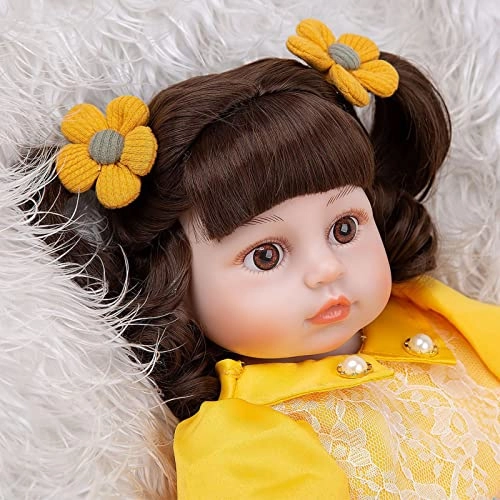 Reborn Baby Doll - 19 Inch Vinyl Yellow Dress Ages 3+