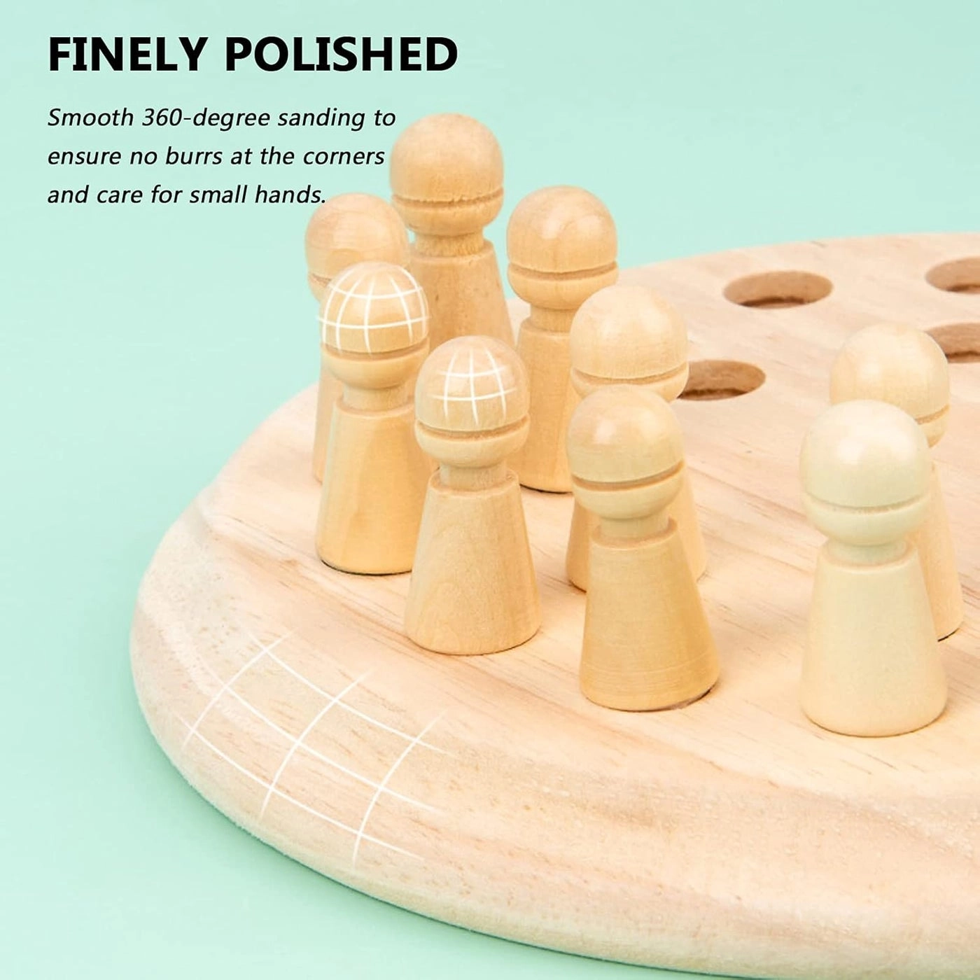 Matchstick Chess - Wooden Memory Match Organizer Storage Bag