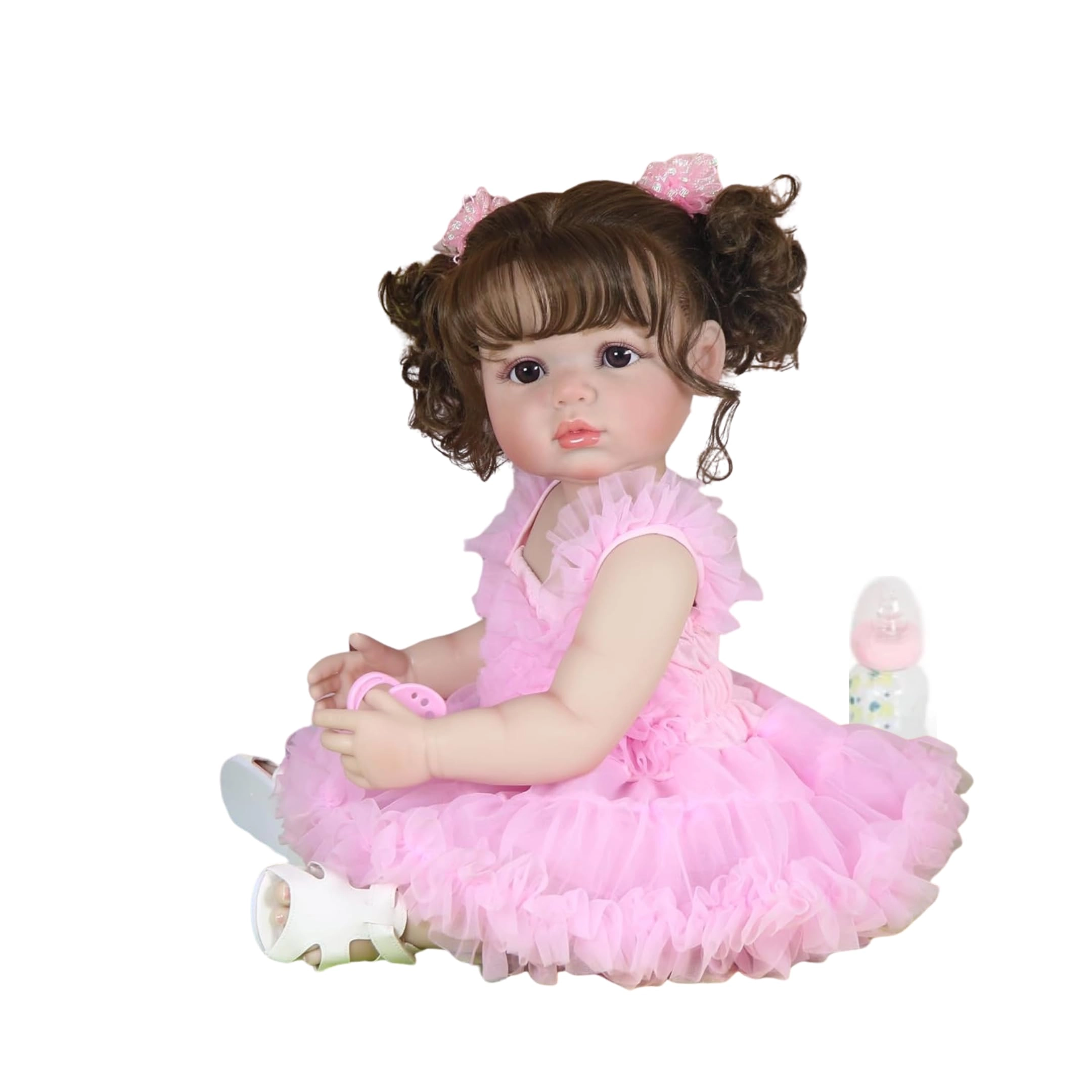 Reborn Toddler Doll - 22 inch Full Vinyl Body Rooted Brown Hair Ages 14+