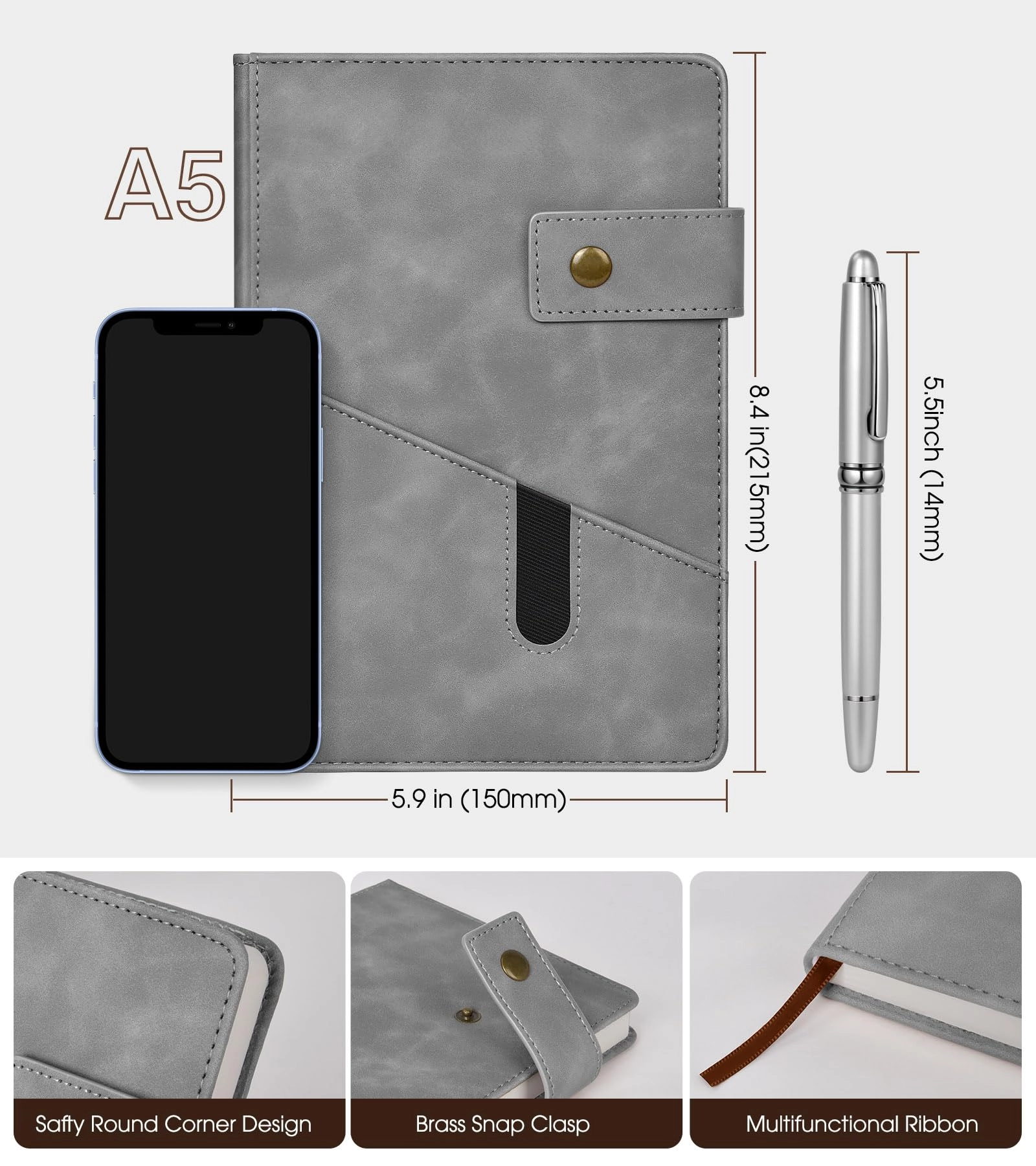 Lined Leather Journal - A5 200 Pages