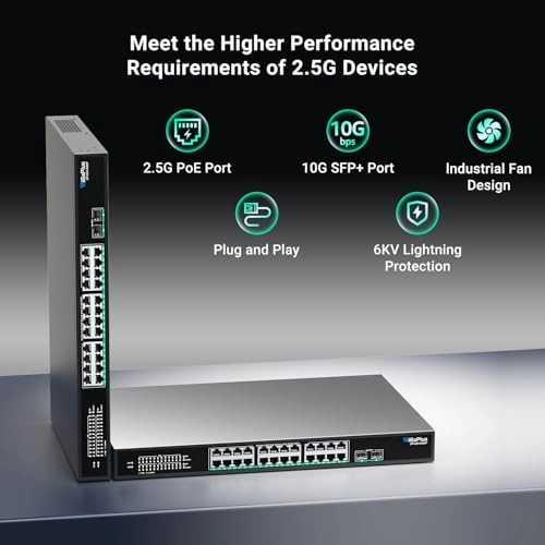 26 Port Unmanaged|24x2.5G PoE+2x10G SFP 26-ports