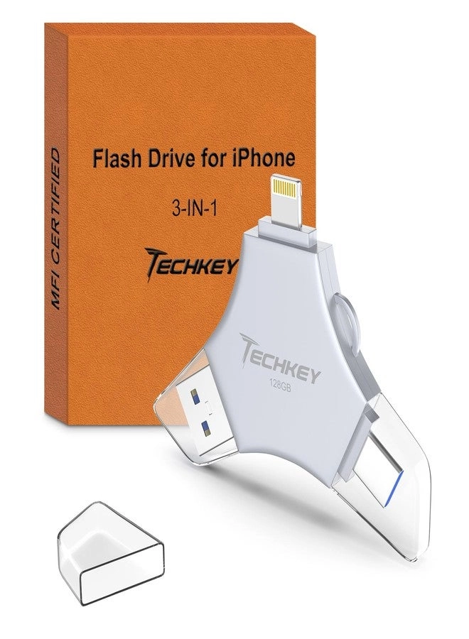 USB 3.0 Flash Drive - Lightning/Type-C/USB for iPhone 128GB