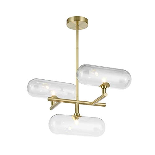 G9 Nordic Handmade Glass Capsule Chandelier - 7 head Gold clear glass