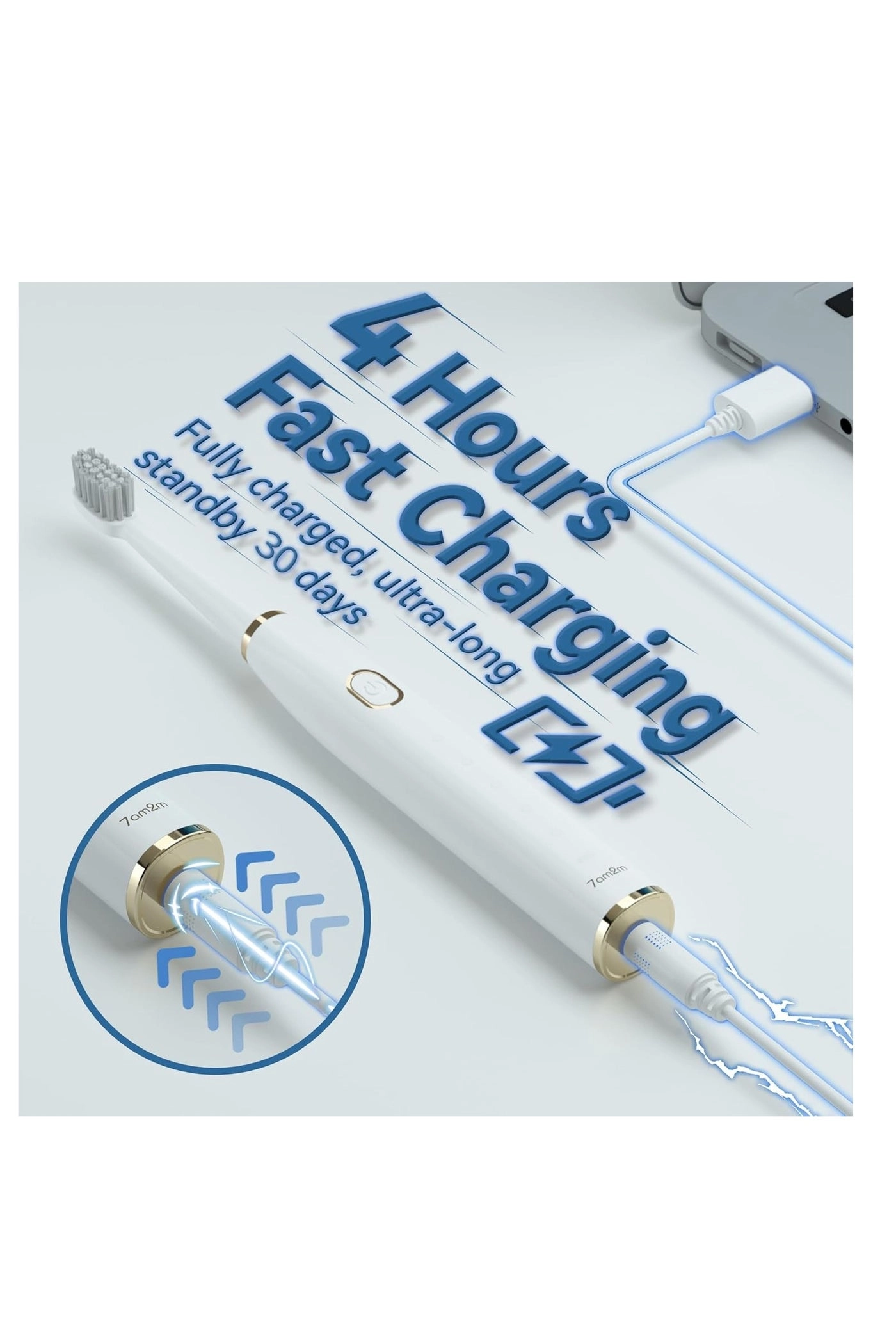 Sonic Electric Toothbrush - 8 Heads 5 Modes Midnight Black