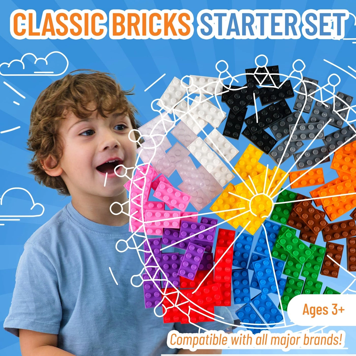 Colored Bricks Starter Kit - 96pcs