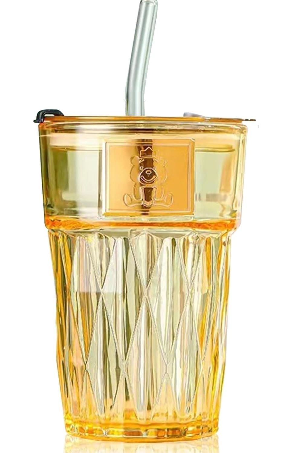 KiKiluxxa, KiKiluxxa -Surat-Gujarat-India Glass Tumbler - 1 pcs With Lid and Straw - 400 ml
