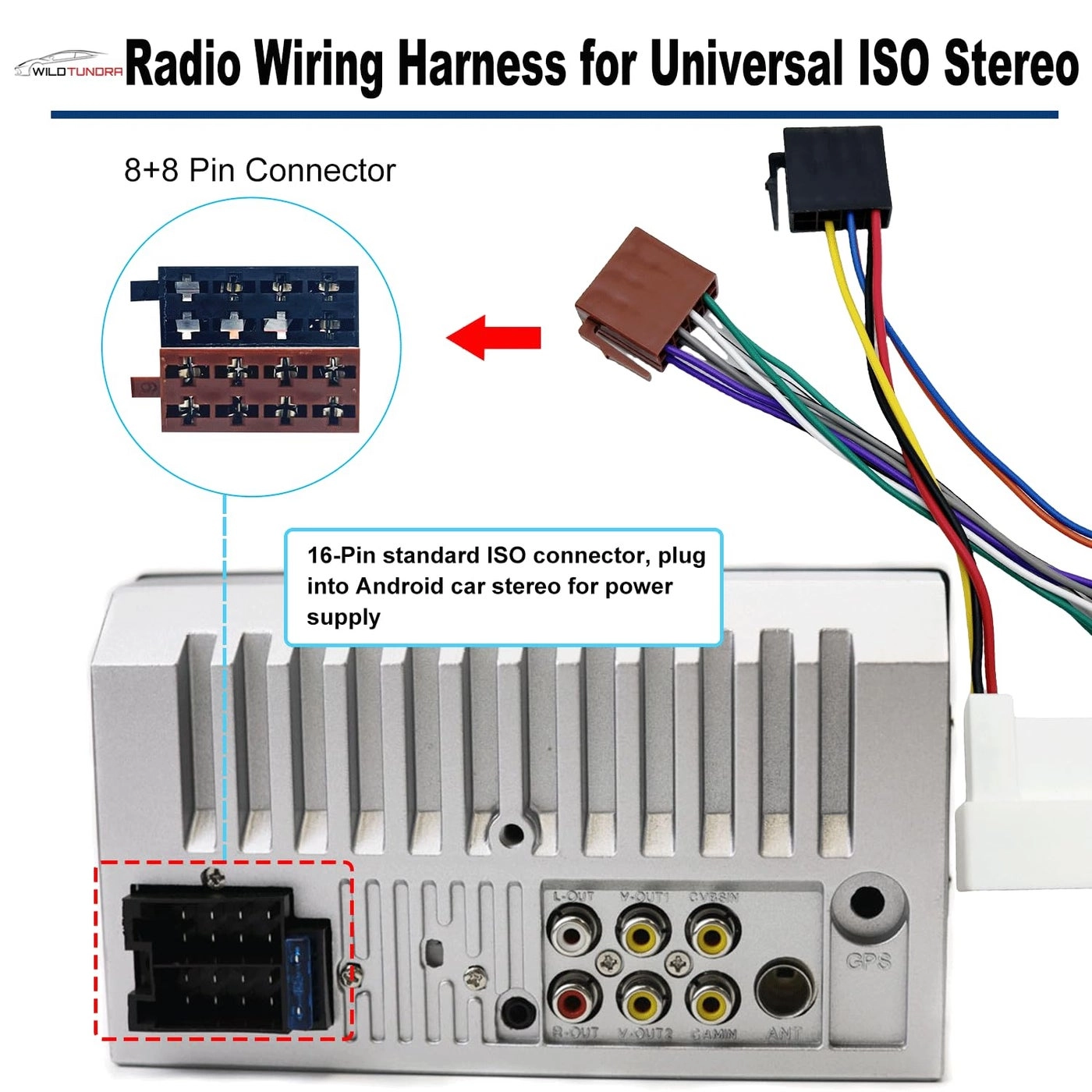 16Pin Aftermarket ISO Radio Wire Harness Adapter - Hyundai/KIA