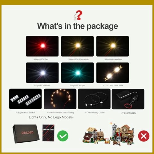 LED Lighting Kit for LEGO Icons Medieval Town Square 10332 - Plastic