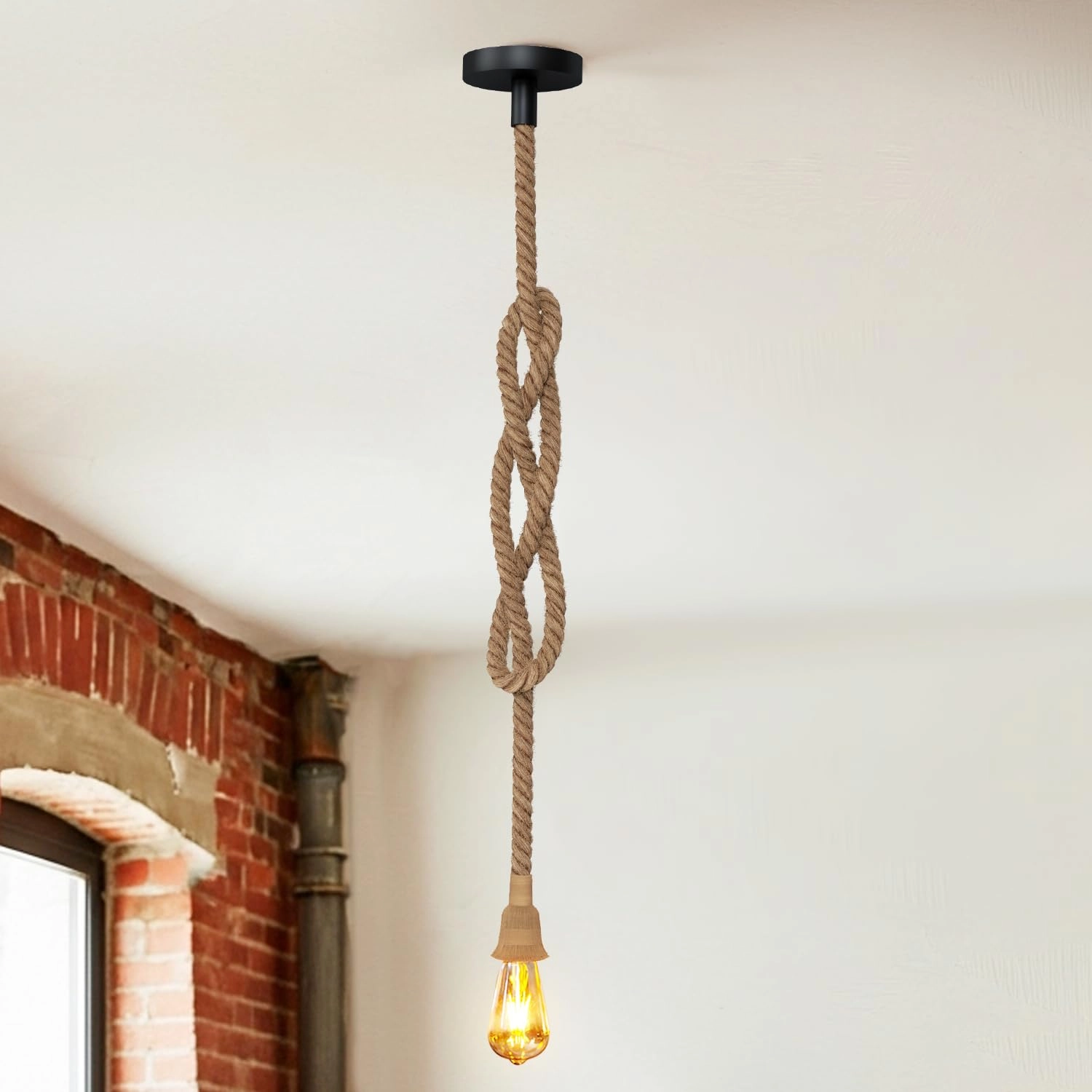 ANWIO Vintage Hemp Rope Chandelier - 1 Light E27