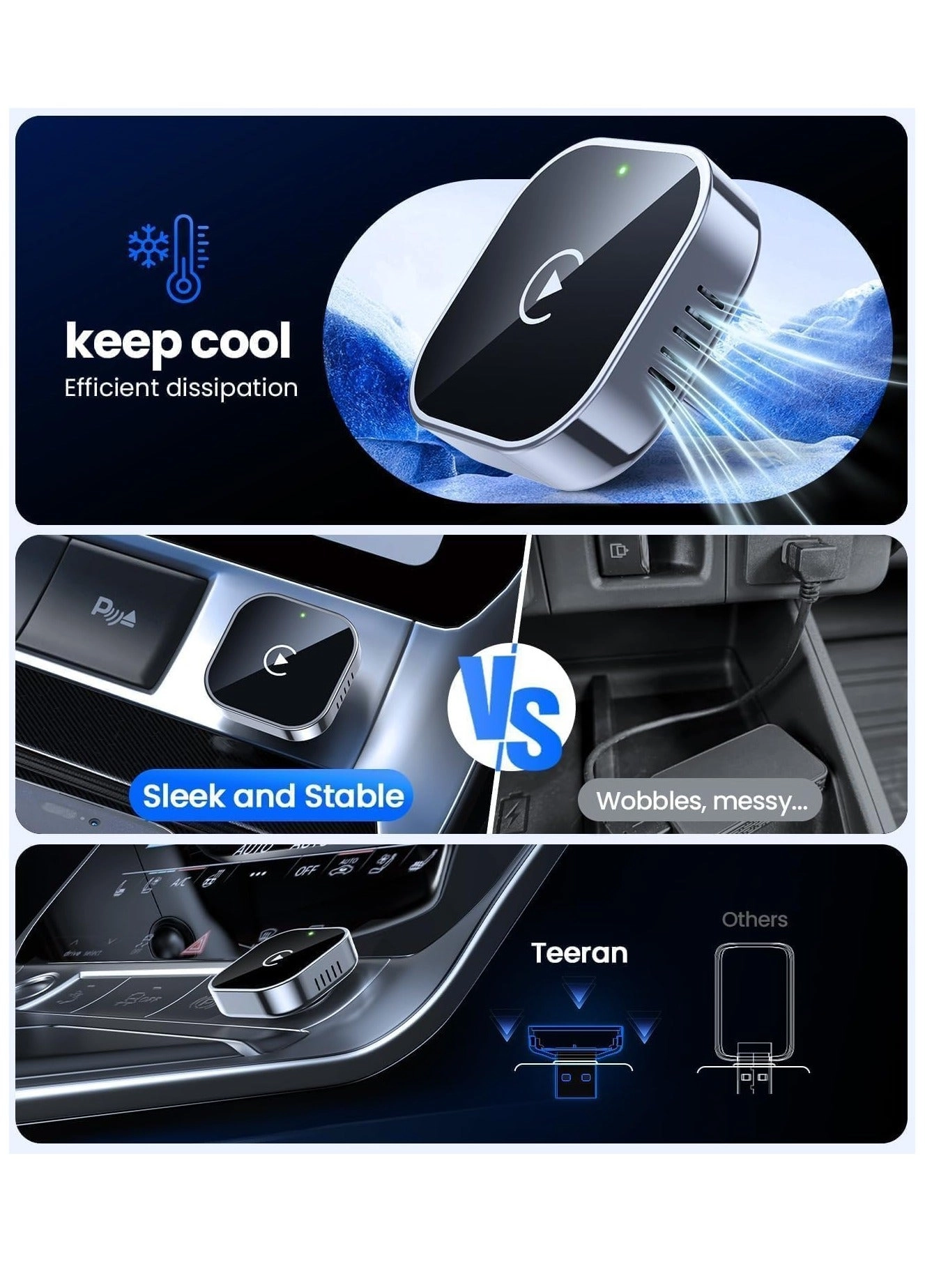 Wireless CarPlay Adapter - Mini USB Plug and Play