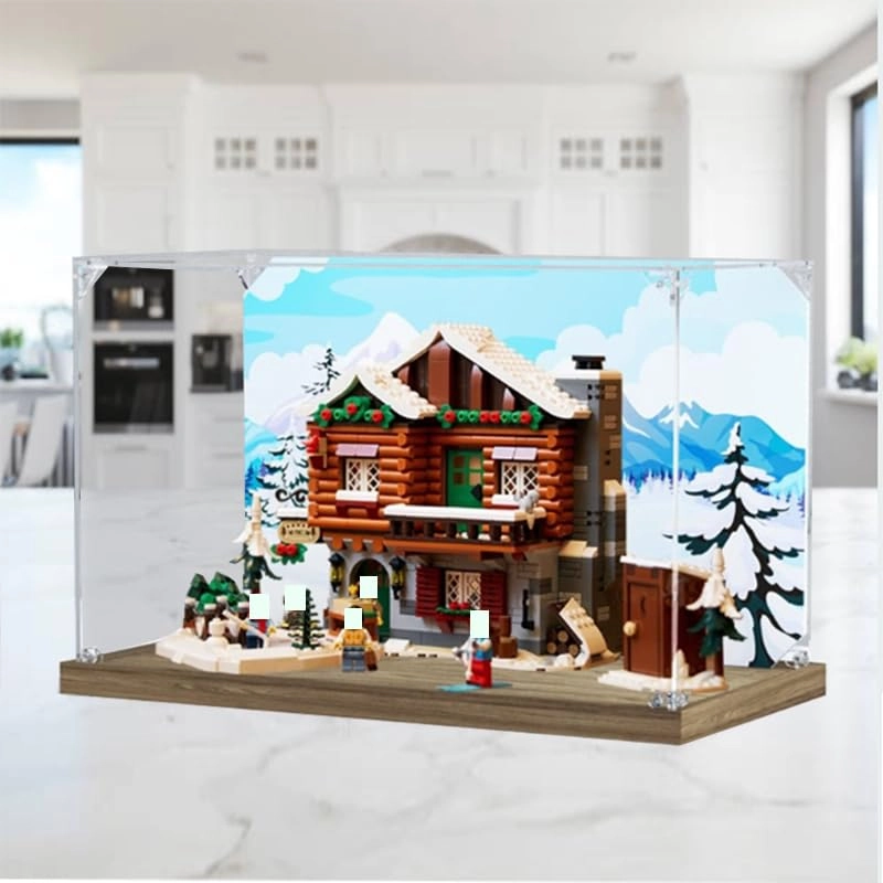 Clear Acrylic Display Case (10325) - 15.74x7.87x9.84in. Wood Bottom+background