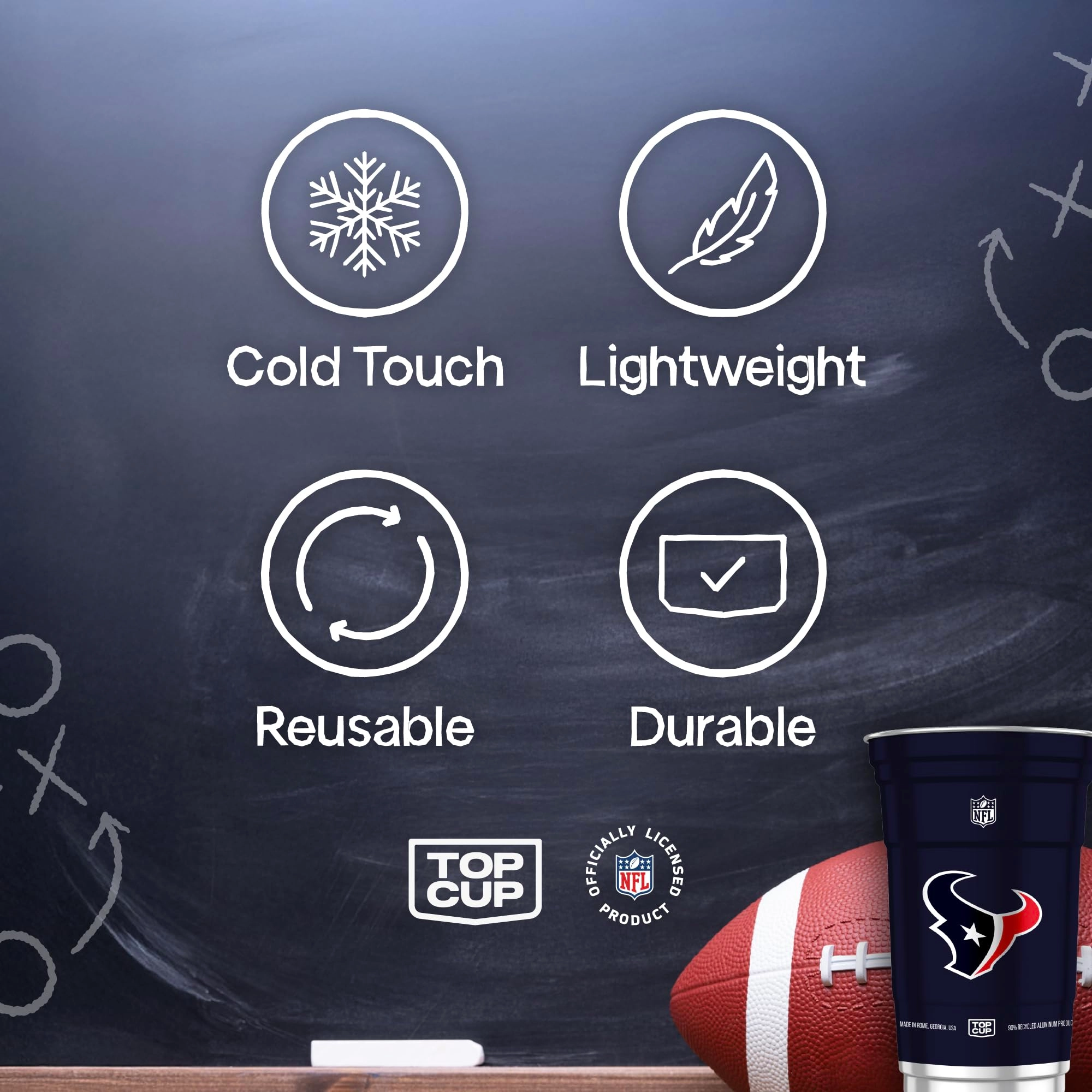 NFL Houston Texans Reusable Cup - 20 pcs Aluminum