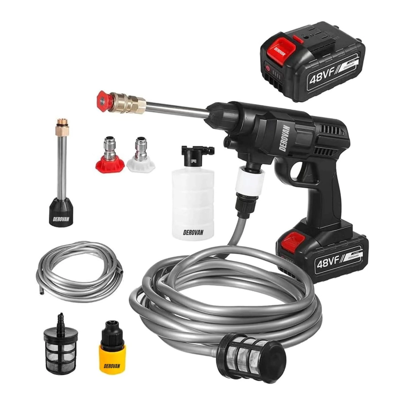 DEROVAN 48V Cordless Portable High-Pressure Washer - 200W 30Bar