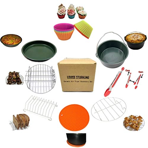 Air Fryer Accessories Set - High Grade Stainless Steel Ceramic Coating Aluminum High Temperature Silicone 8 piece(s)