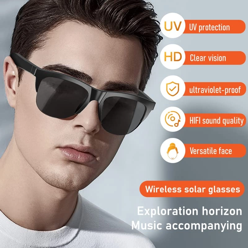 Bluetooth Audio Smart Sunglasses - Open Ear Speaker HD Microphone