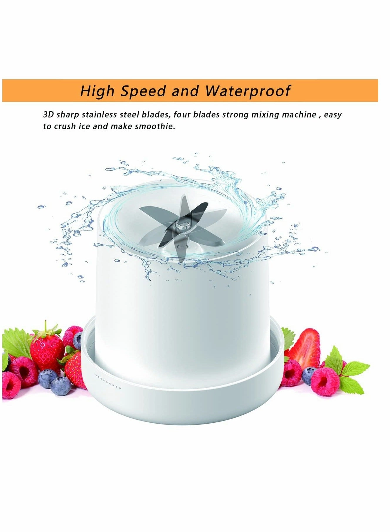 Portable Blender - 4 Blade Wireless Charging Personal Size