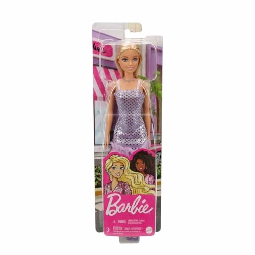 Barbie Fashion Doll - Blonde Hair Purple Polka Dot Dress Ages 3+