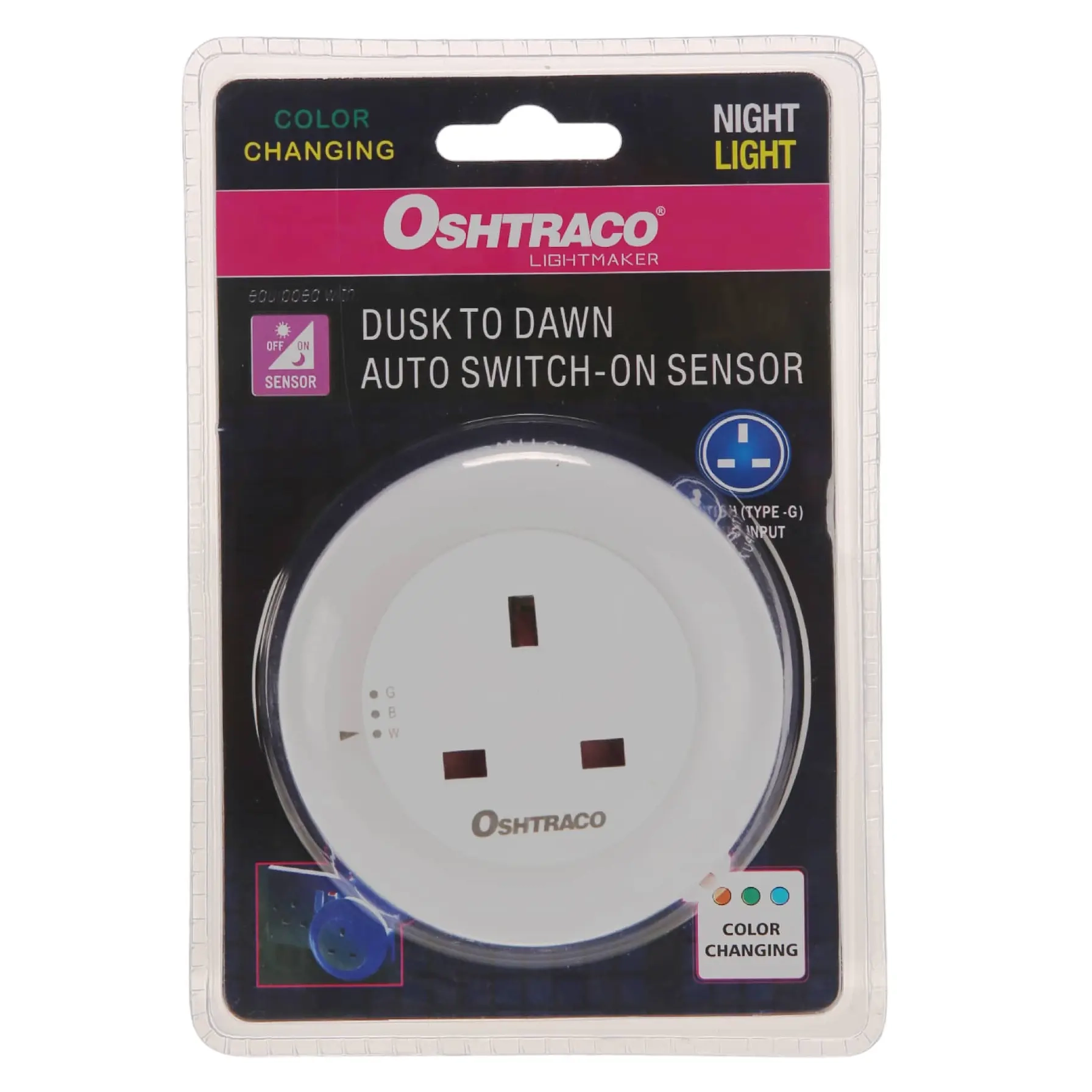 Oshtraco Sensored Color-Changing Night Light - BS plug