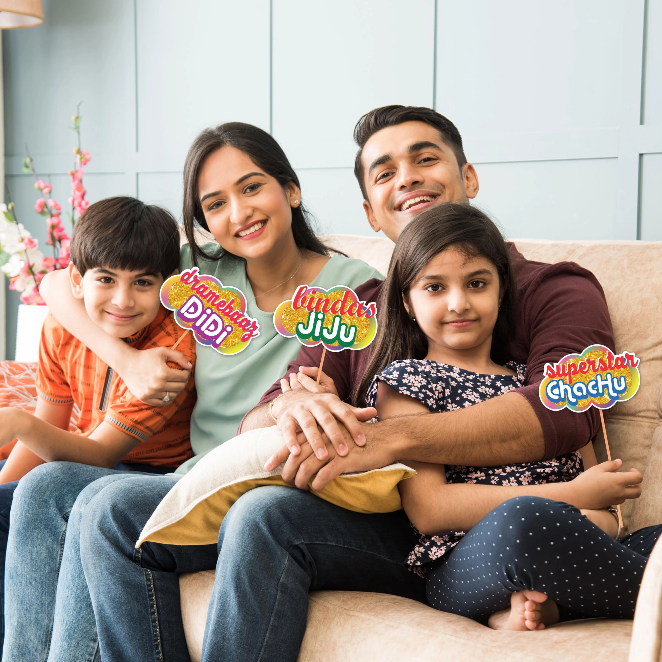 All Occasion Indian Family Photo Booth Props - 36 Pcs