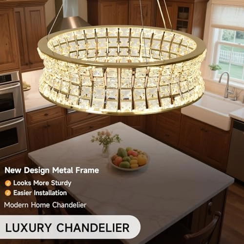 Modern Gold Crystal Chandelier - Warm White