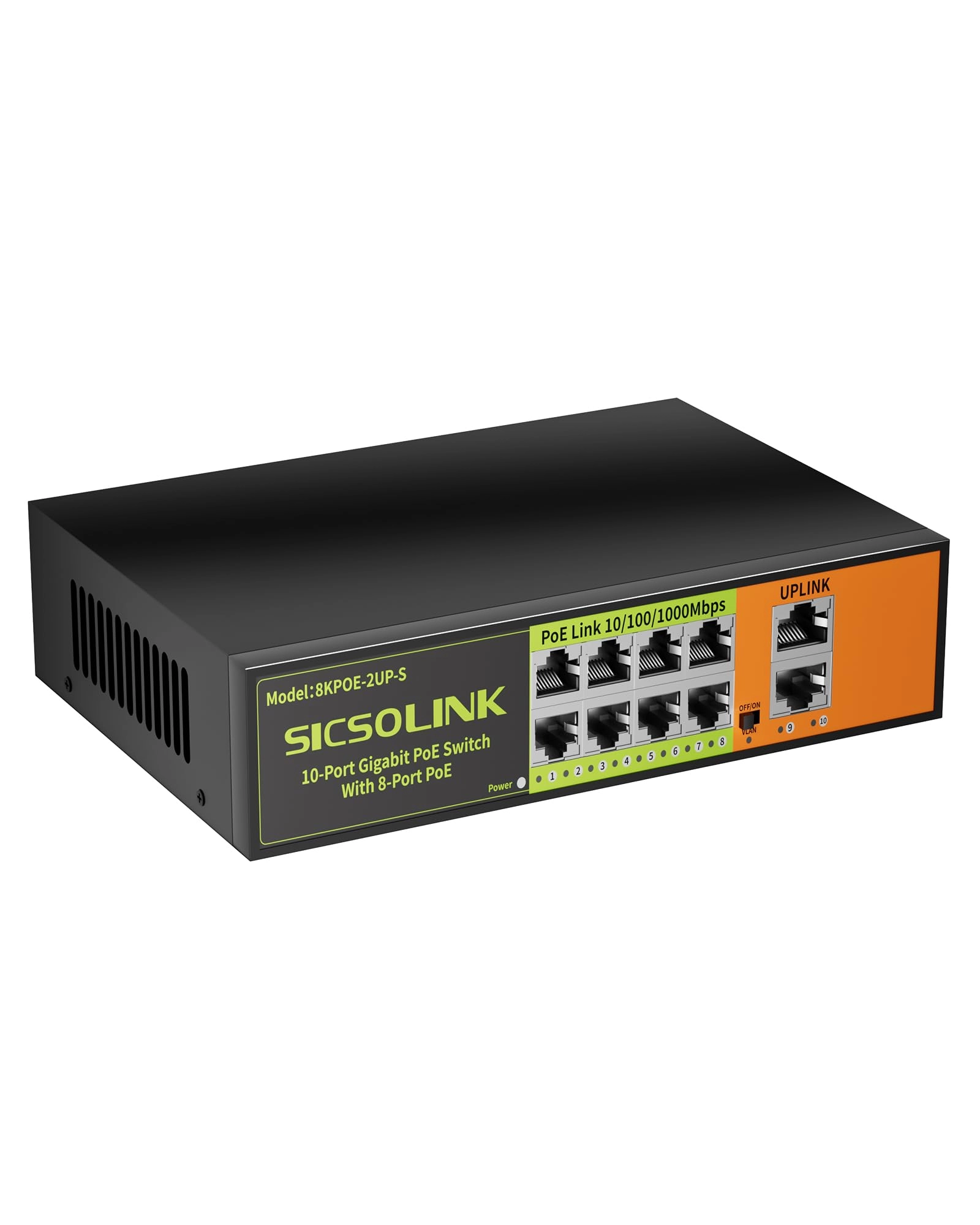 SICSOLINK 8 port gigabit poe switch 8-ports