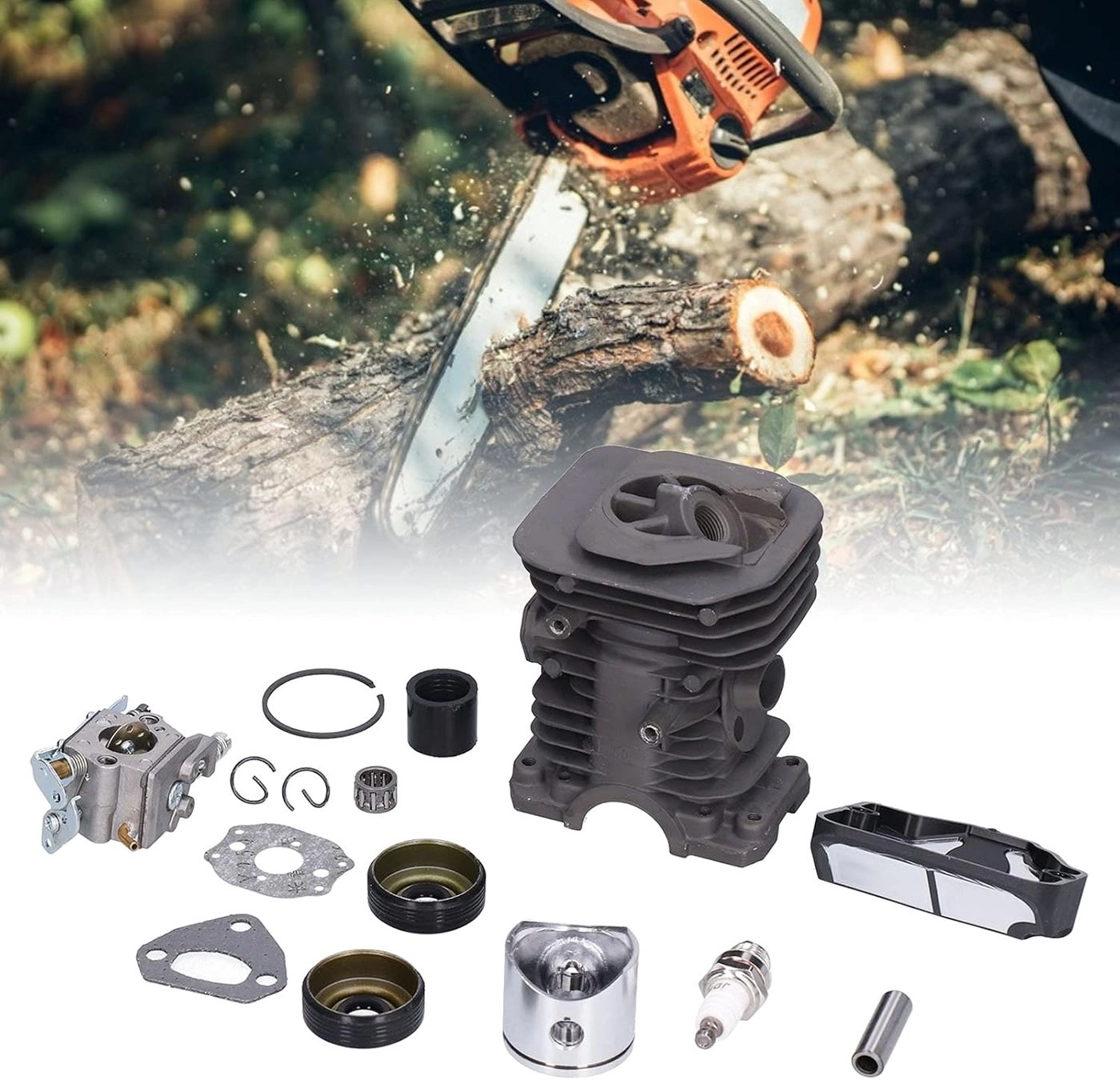 Cylinder + Piston + Carburetor + Air Filter - 40mm Fit for Husqvarna 136 137 141 142 Chainsaw