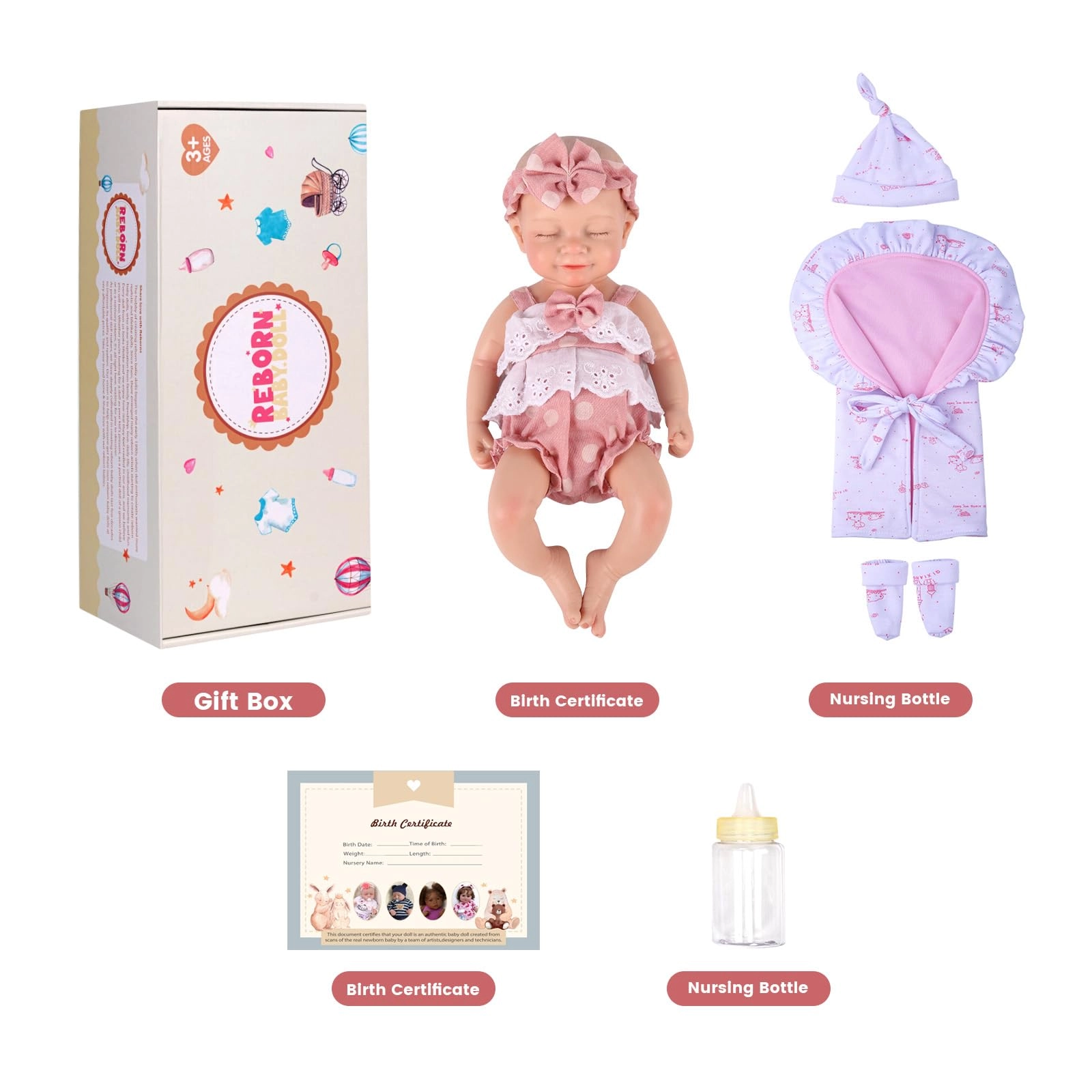 Reborn Baby Doll - 12 Inch Silicone Weighted Ages 3+