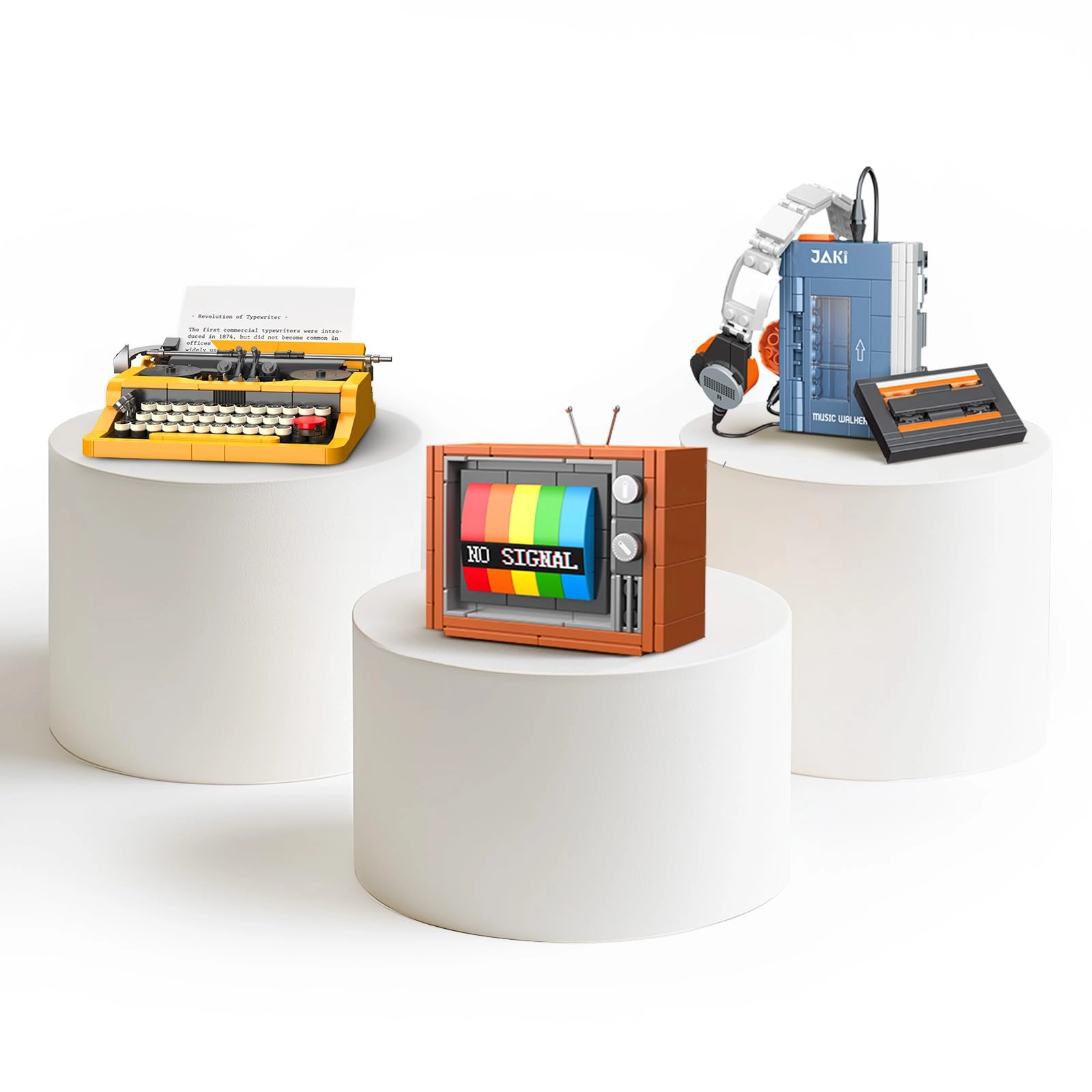 NUTCRACKER Typewriter Walkman Television Building Set (20131) - Nostalgic 80s Vintage Collectible