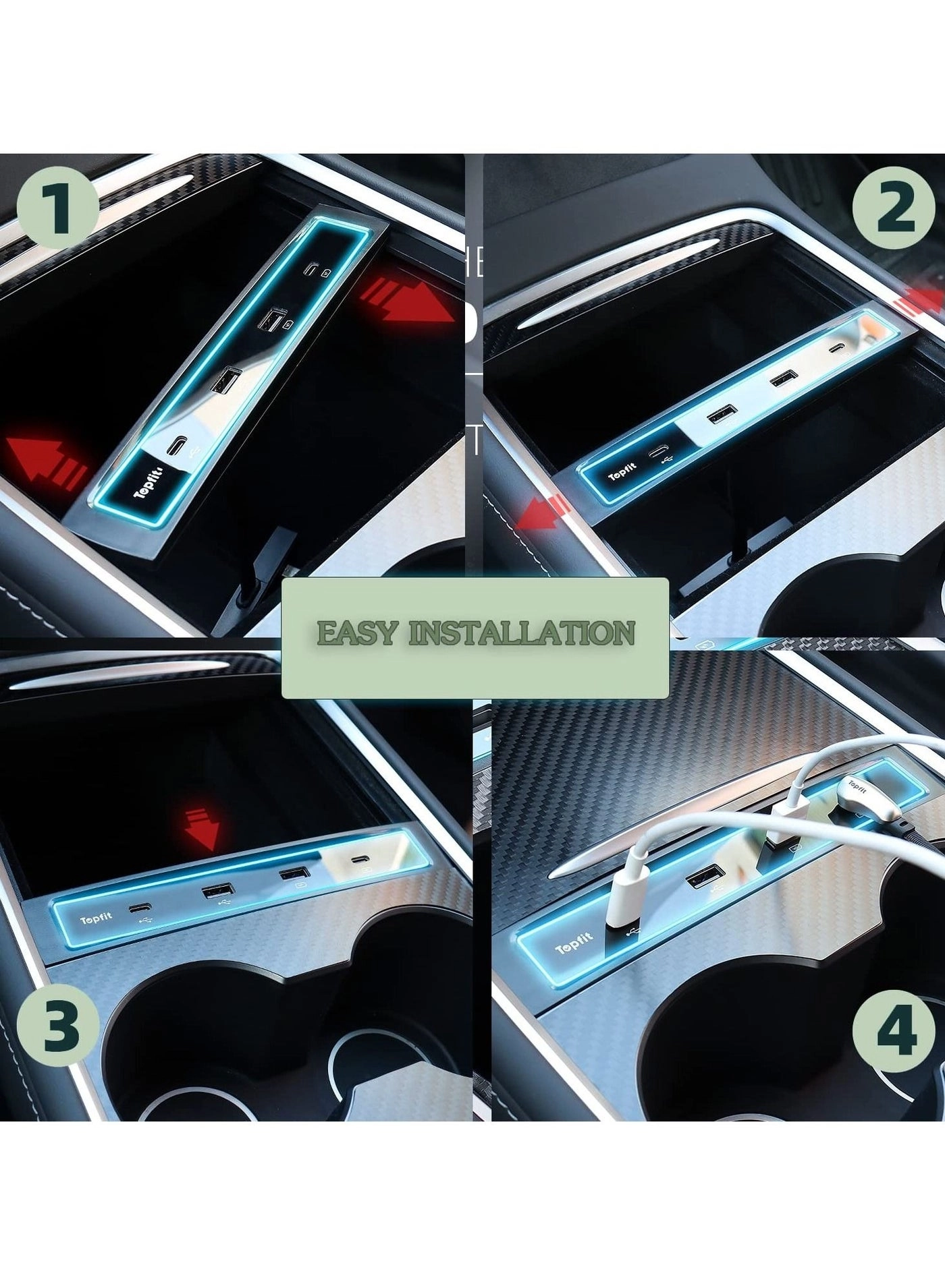 4-in-1 USB LED Hub Docking Station - type-A type-C Model 3/Y