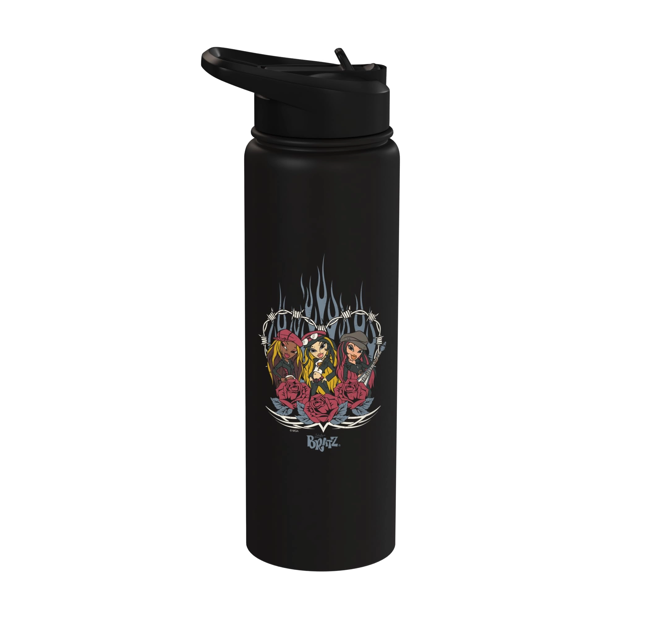 Merch By Amazon Floral Rocking Stainless Steel Insulated Water Bottle - 30 Fluid Ounces