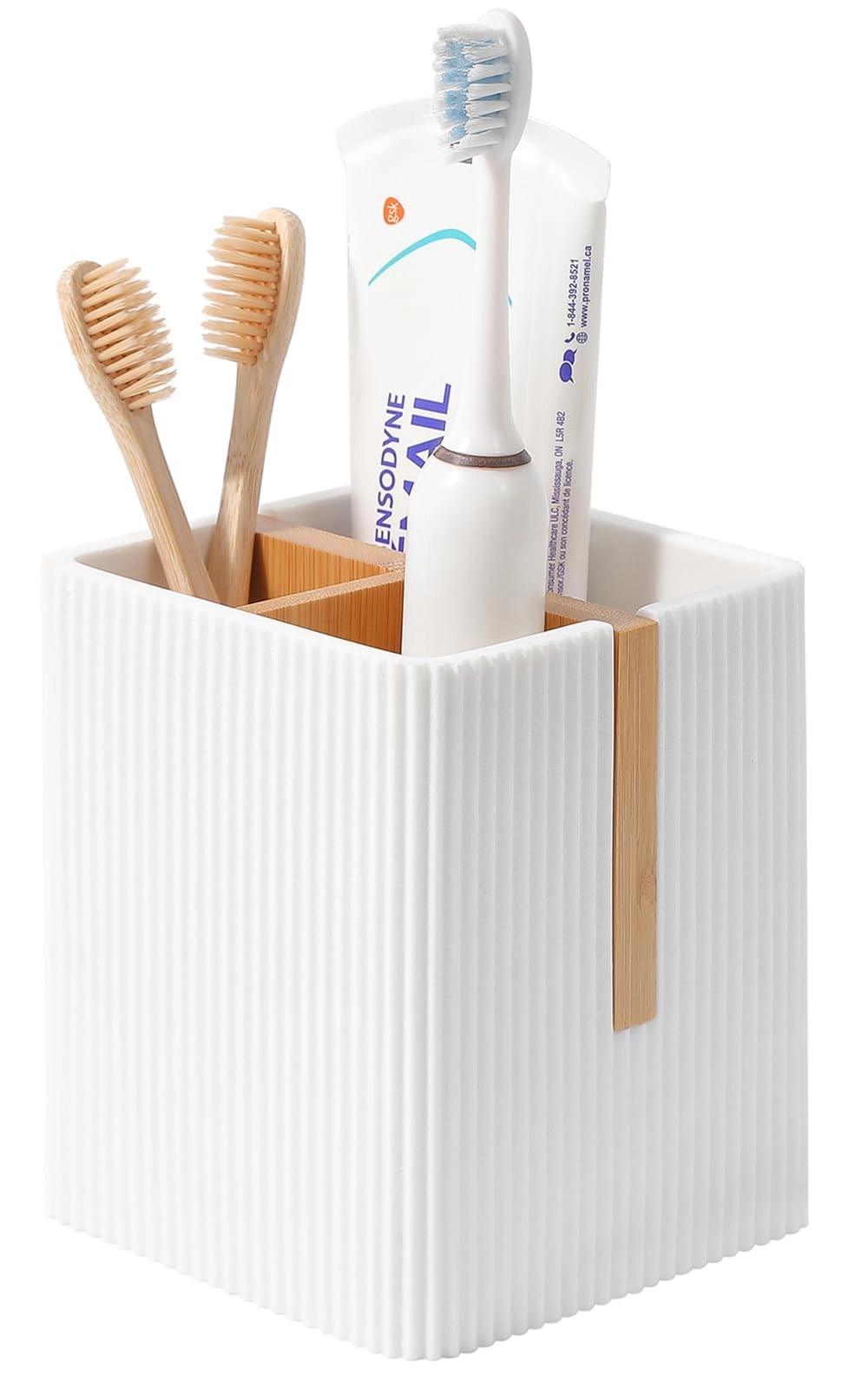 Toothbrush Holder - Matte White Bamboo