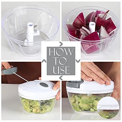 Manual Food Processor - 16.9 Fluid Ounces three blades