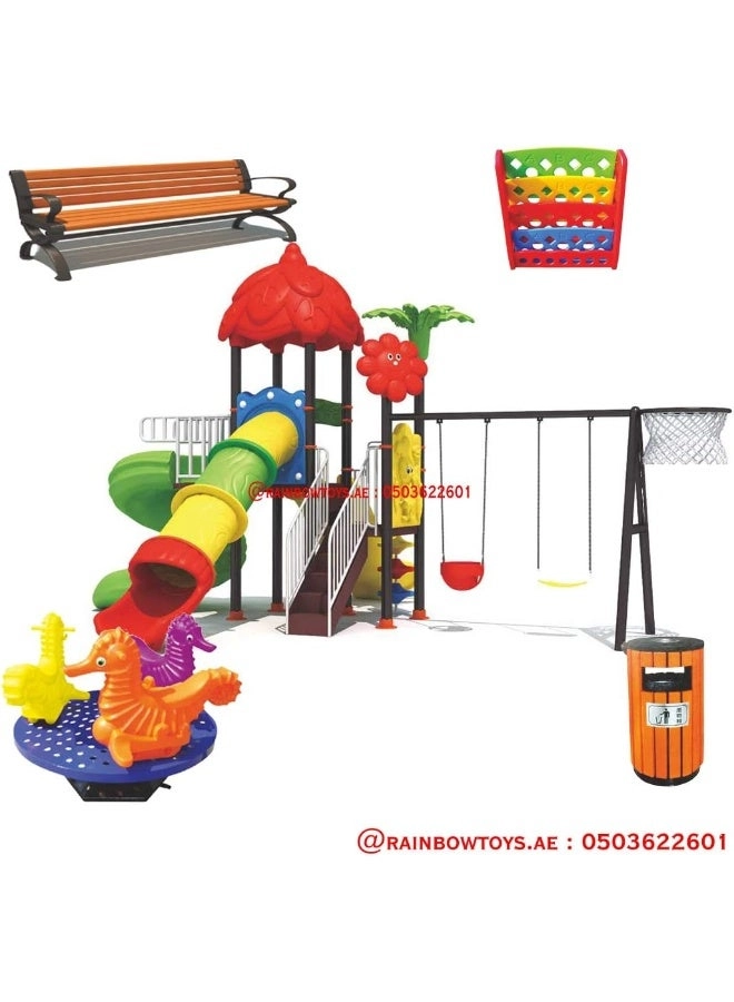 Multi Purpose Kids Outdoor Playing Equipments - 770x320x280cm 2+ Years