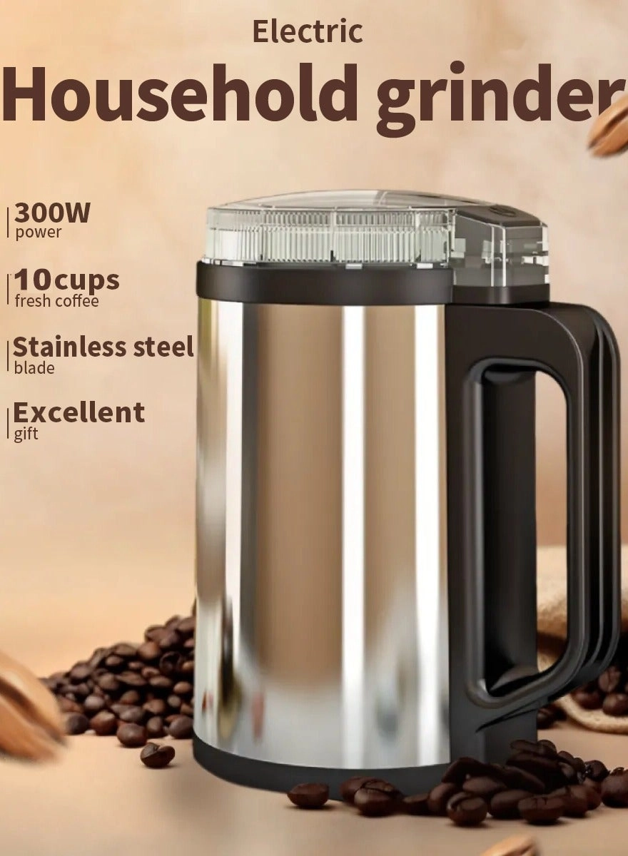 8-Blade Multi-Purpose Electric Coffee Grinder - 300ml Stainless Steel