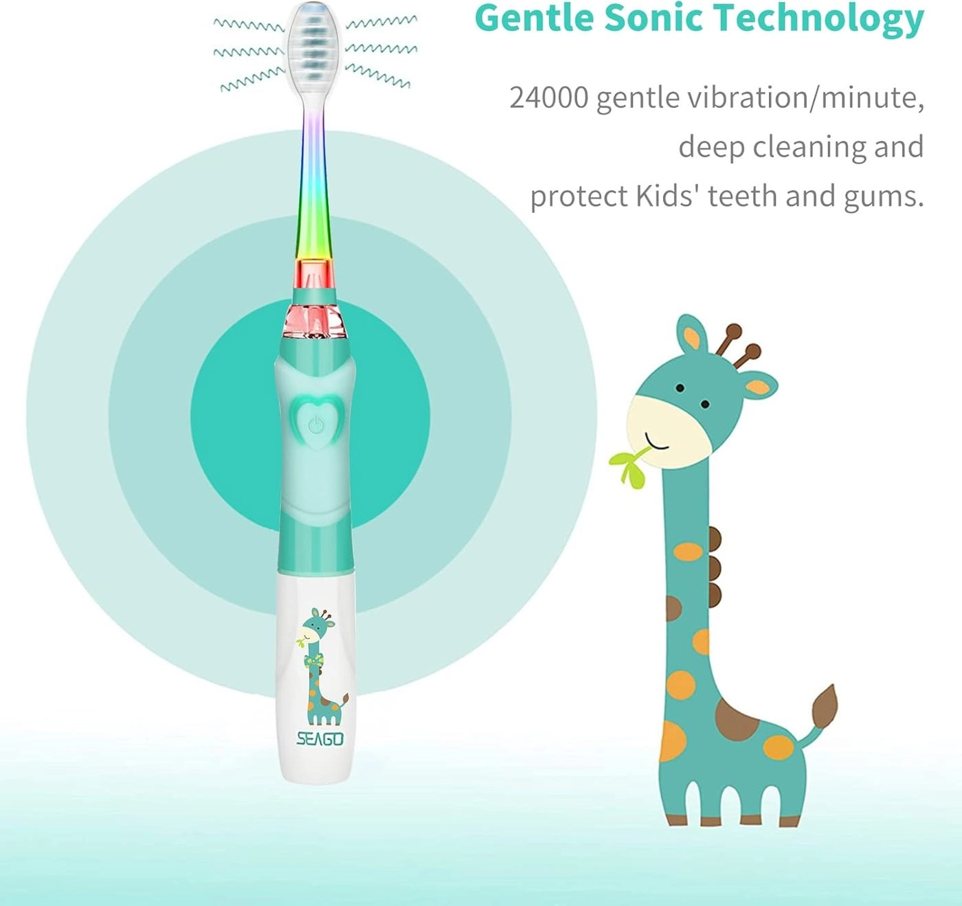 Toddler Electric Toothbrushes - 4 Brush Heads Smart Timer Suction Base