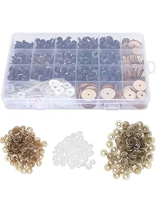 PODSJD Plastic Safety Eyes - 6mm-12mm Multicolor Wood Cushions Kit